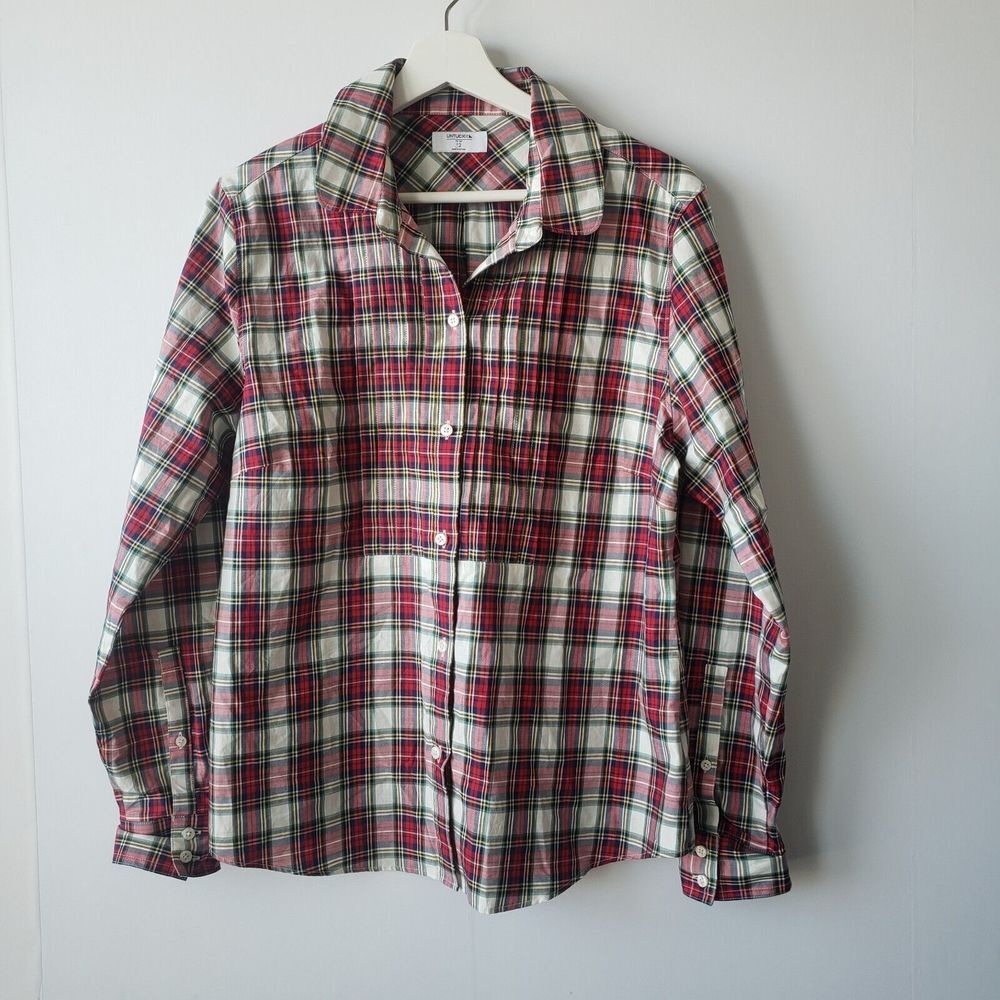 untuckit shirt women's size 12  Cotton Plaid Sadie button up long sleeve